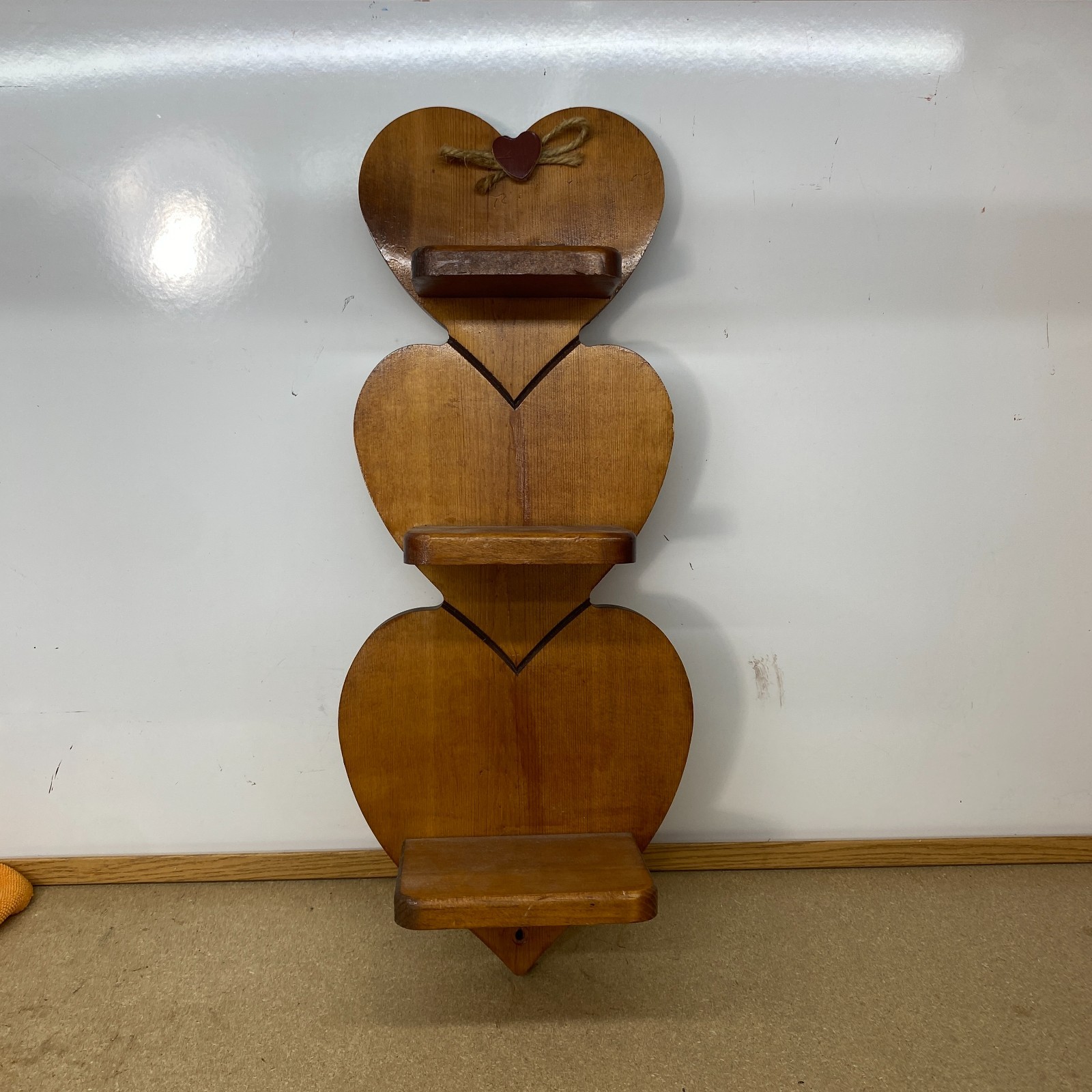 Vintage Rustic Heart Shaped 3 Tier Wall Shelf Country Farmhouse Decor Wood