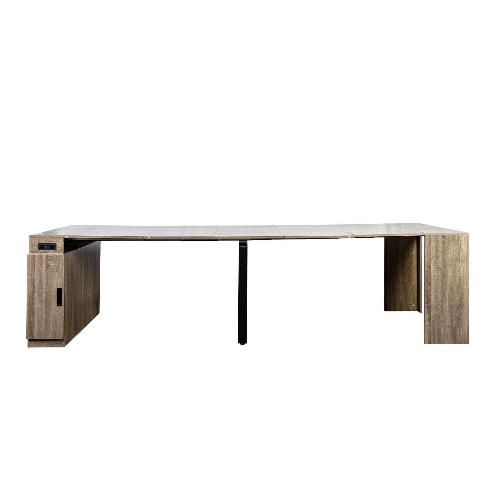 Modern Extendable Dining Table w/Outlet, Space Saving Expandable Table w/Storage