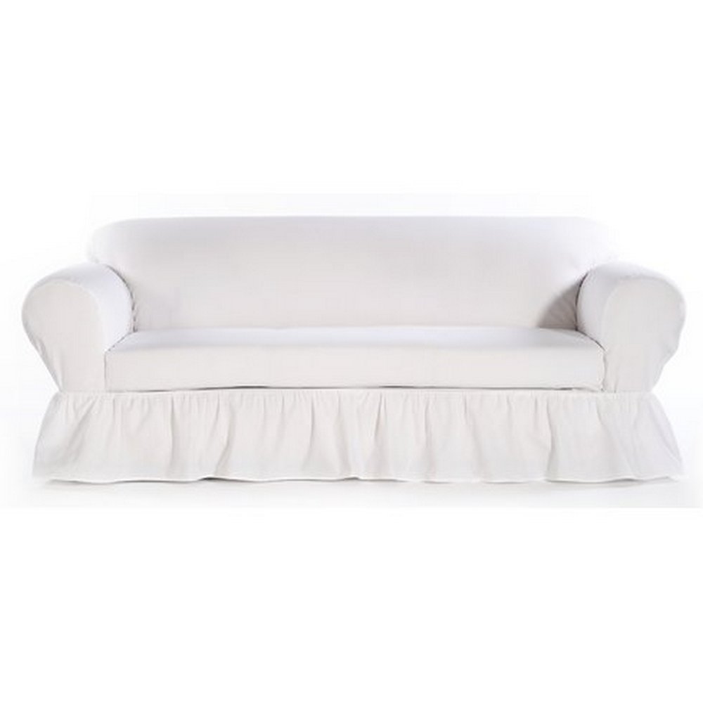 All Cotton 2-piece Ruffled Sofa Couch or Loveseat or Chair Slip cover + Cushion