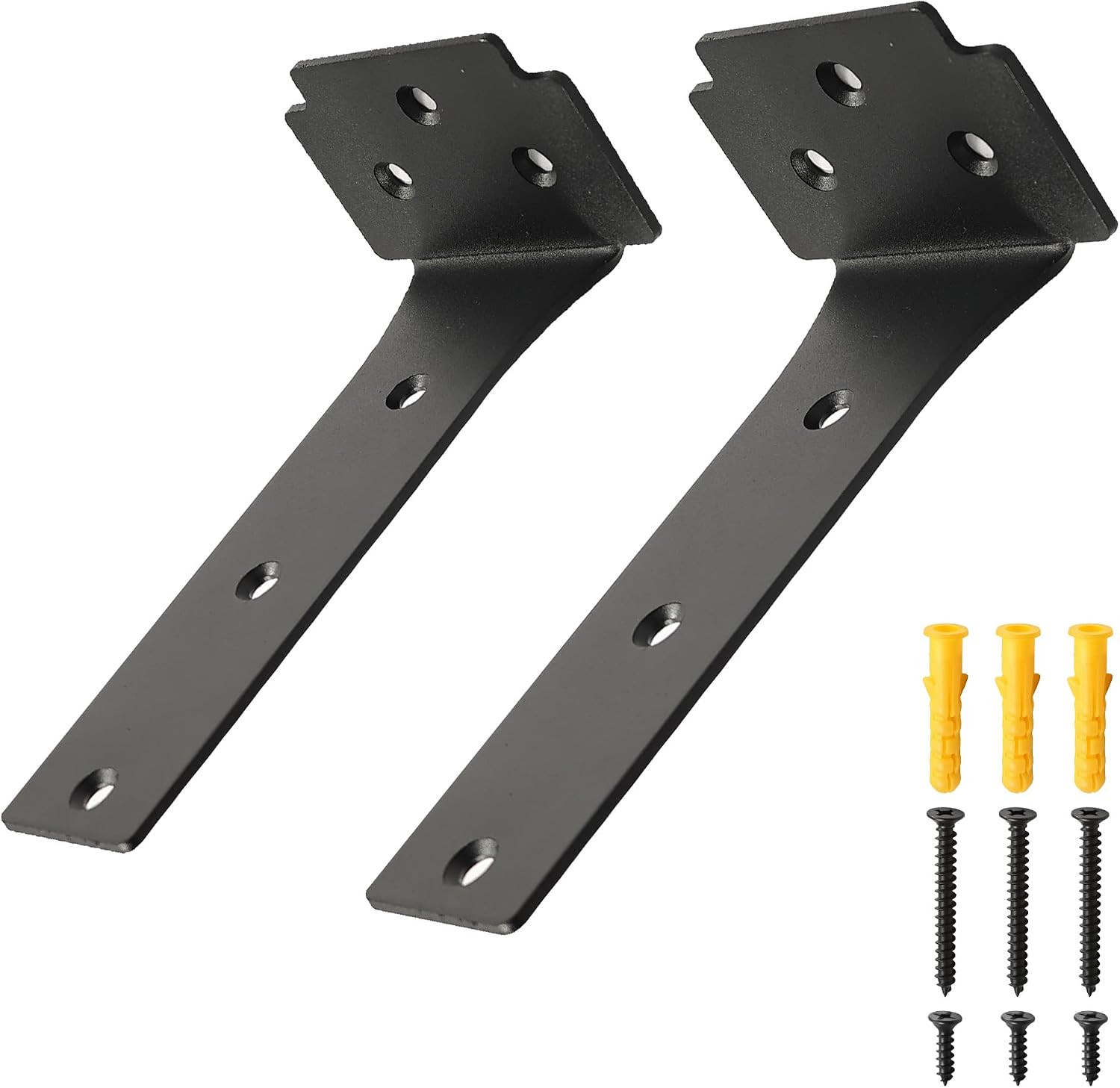 Floating Shelf Brackets,2 Pack Heavy Duty L Brackets for Shelves, 6 Inch Black S