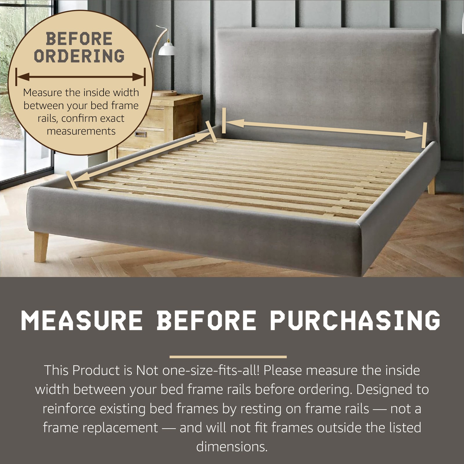 Hercules Heavy-Duty Solid Pine Wood Bed Slats Bunkie Board, Full Size (Open Box)