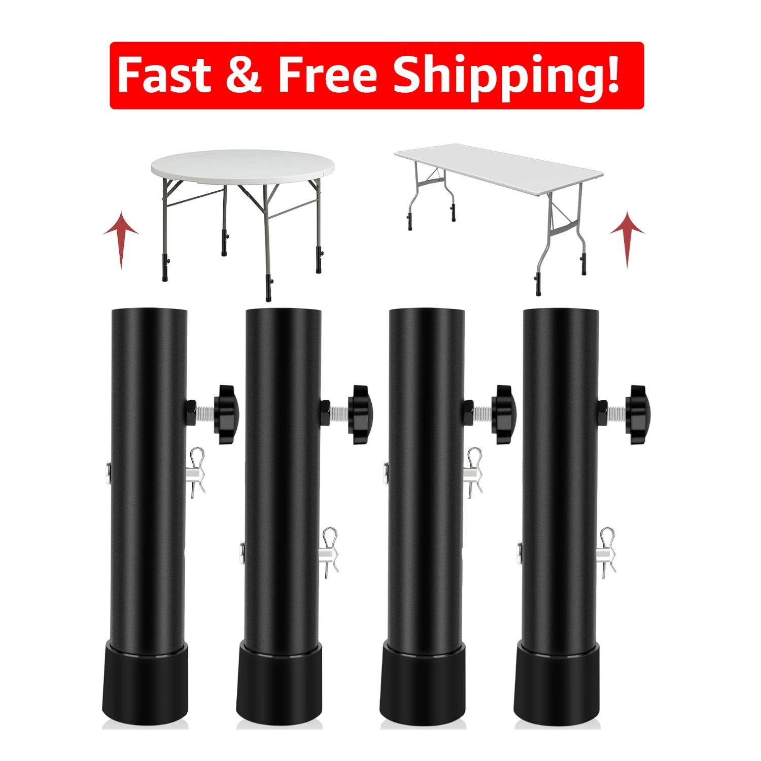 Steel Folding Table Leg Extenders – Adjustable for Comfort & Utility