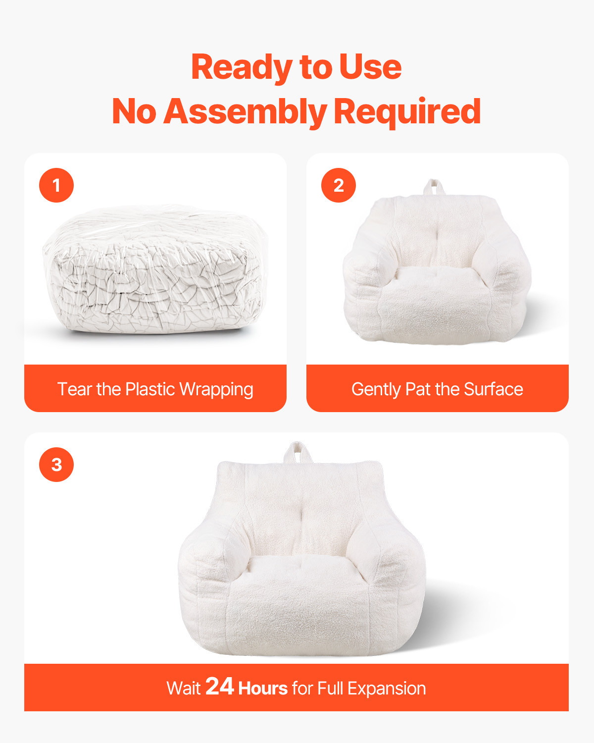 3 feet Bean Bag Chair with Soft Armrests and Storage Pocket Gaming Sofa White