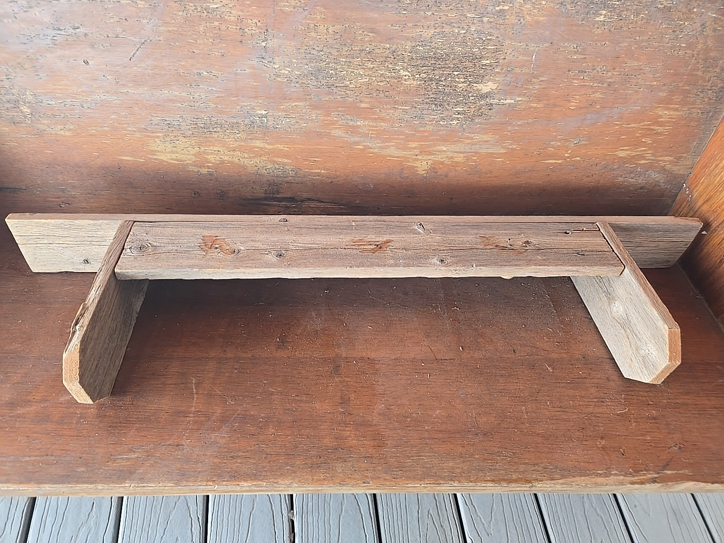 Handmade Wall Mountable Shelf With 3 Rustic Hooks