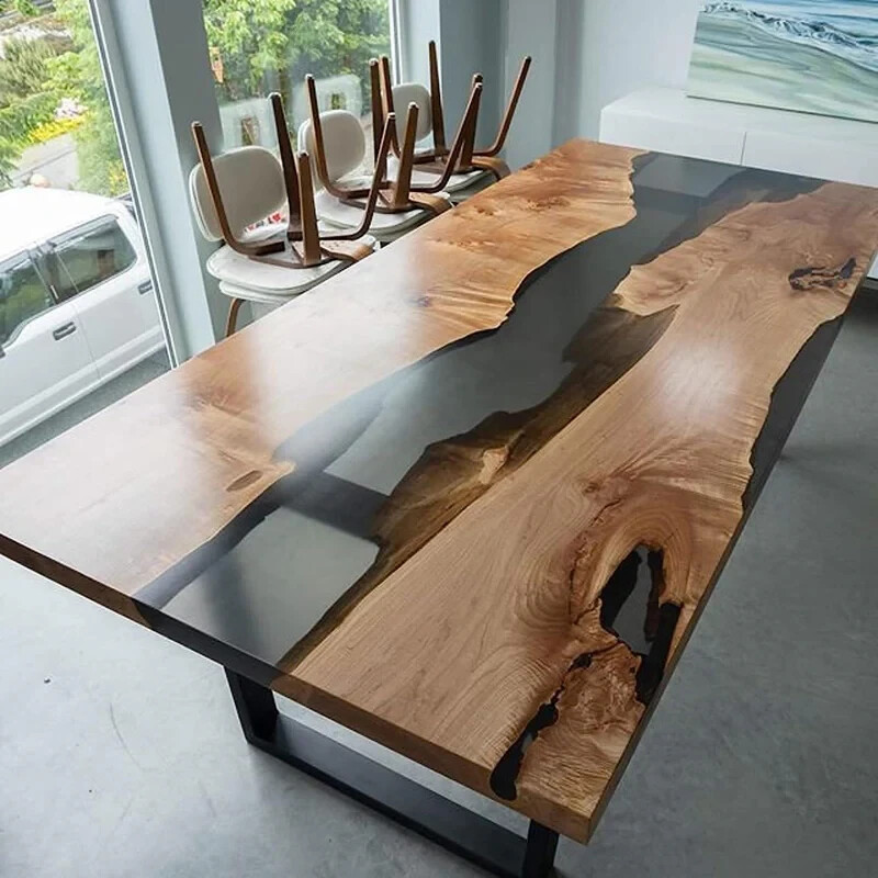 Custom Black Walnut Slab Epoxy River Table Home Decor Handmade Furniture