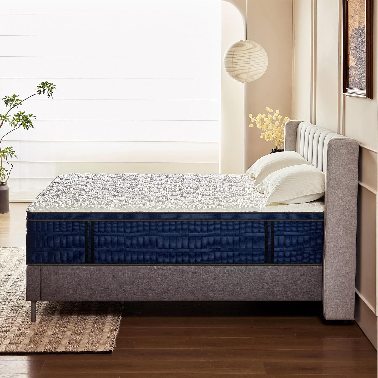 14″ Hybrid Mattress – Medium-Firm Gel Foam & Pocket Coils, Cooling Euro Top