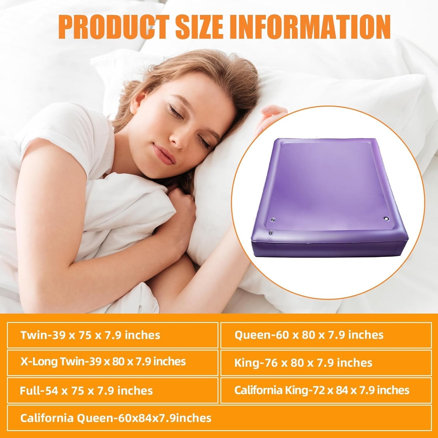 Free Flow Full Wave Water Bed Mattress – PVC Purple Softside Water Bed (Queen)