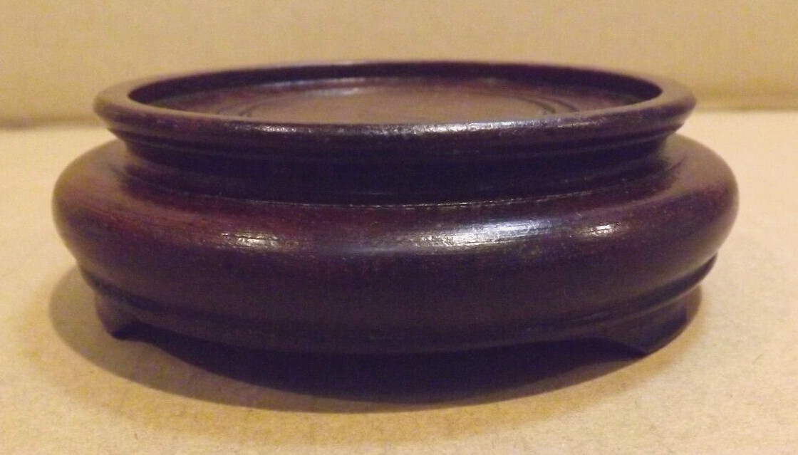 Vintage Footed Wood Display Base – Made in Hong Kong