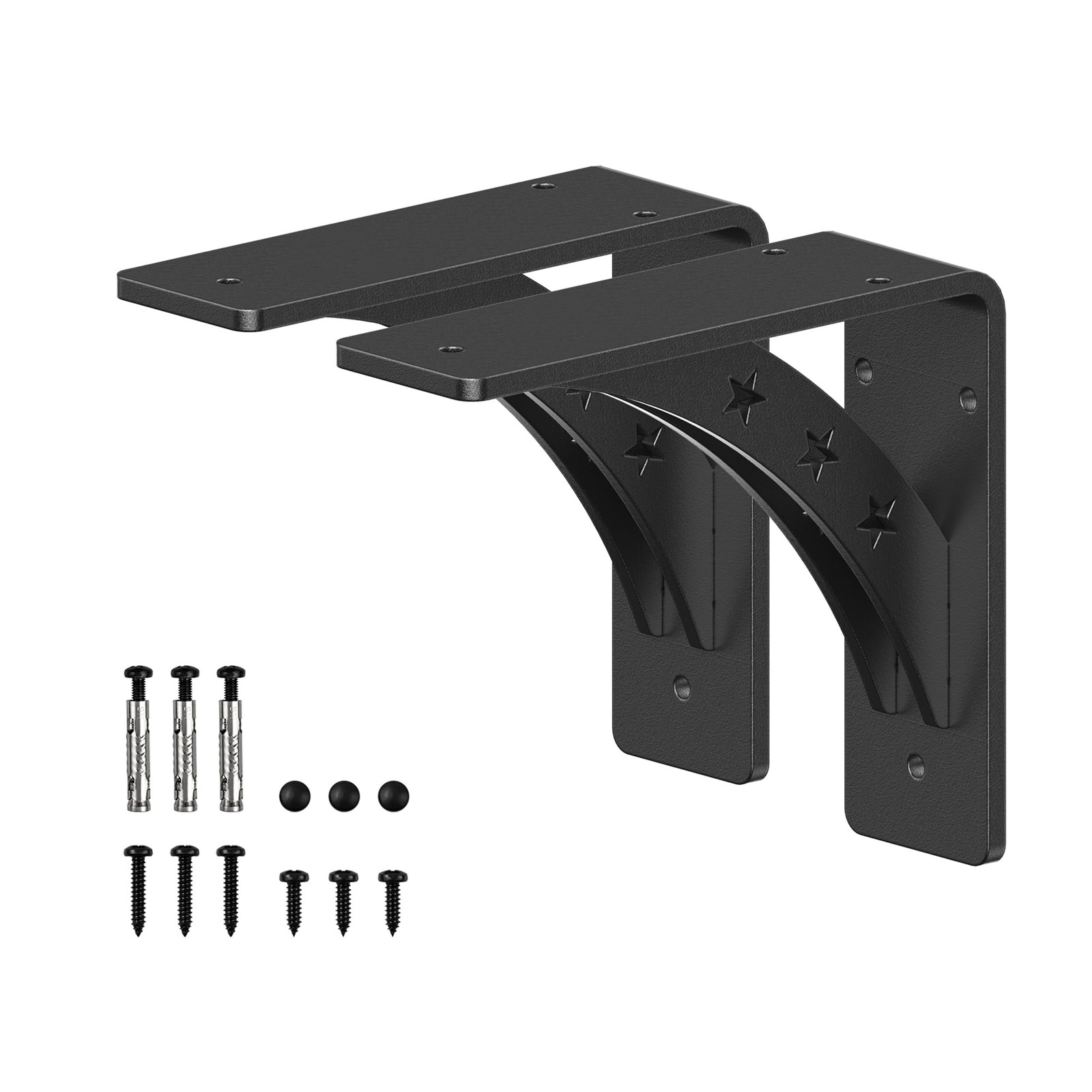 2-Set 6×5 inch Matte Black Heavy Duty Shelf Brackets 900 LBS Load Mantel