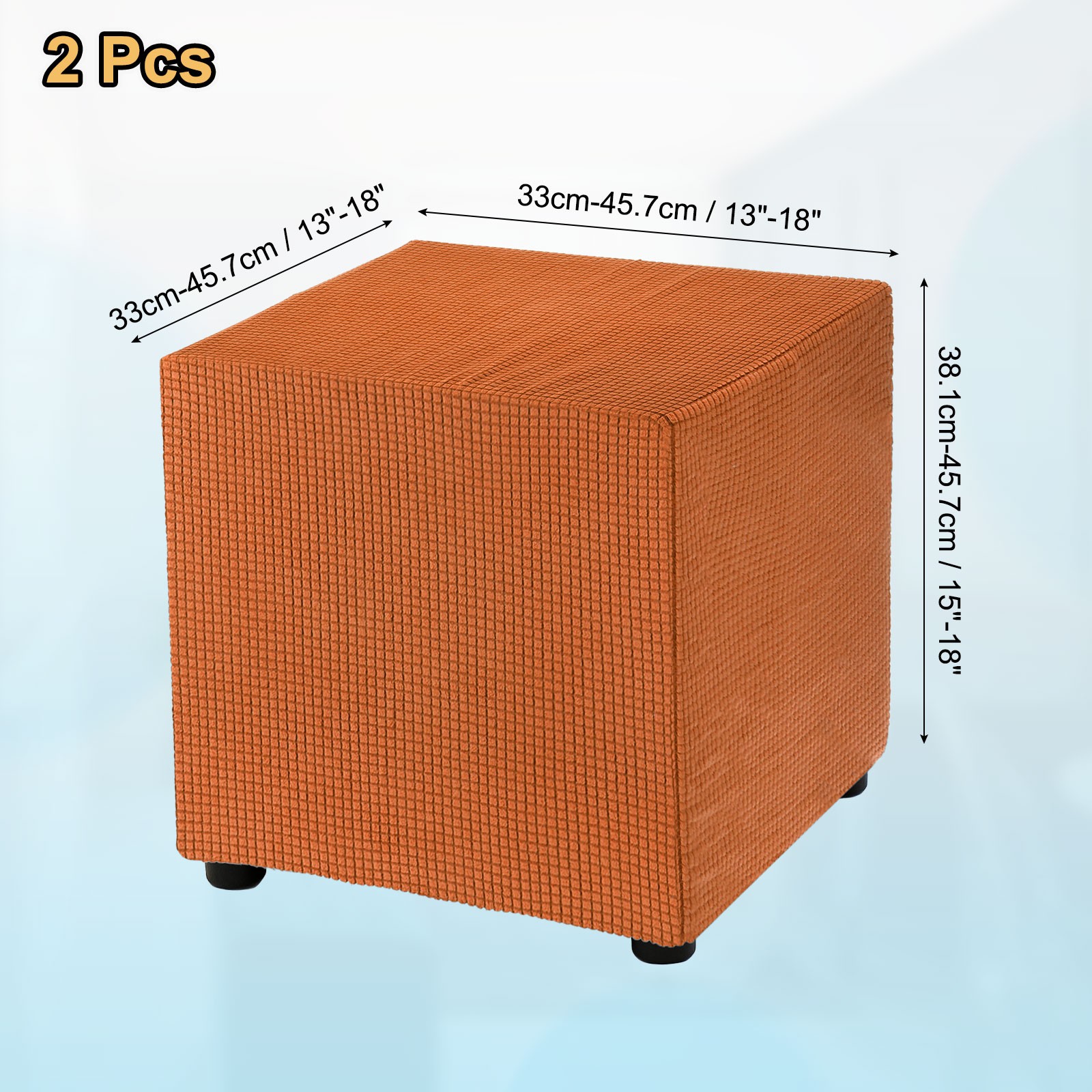 2pcs 18x18x18cm Stretch Footrest Cover for Foot Stool, Orange