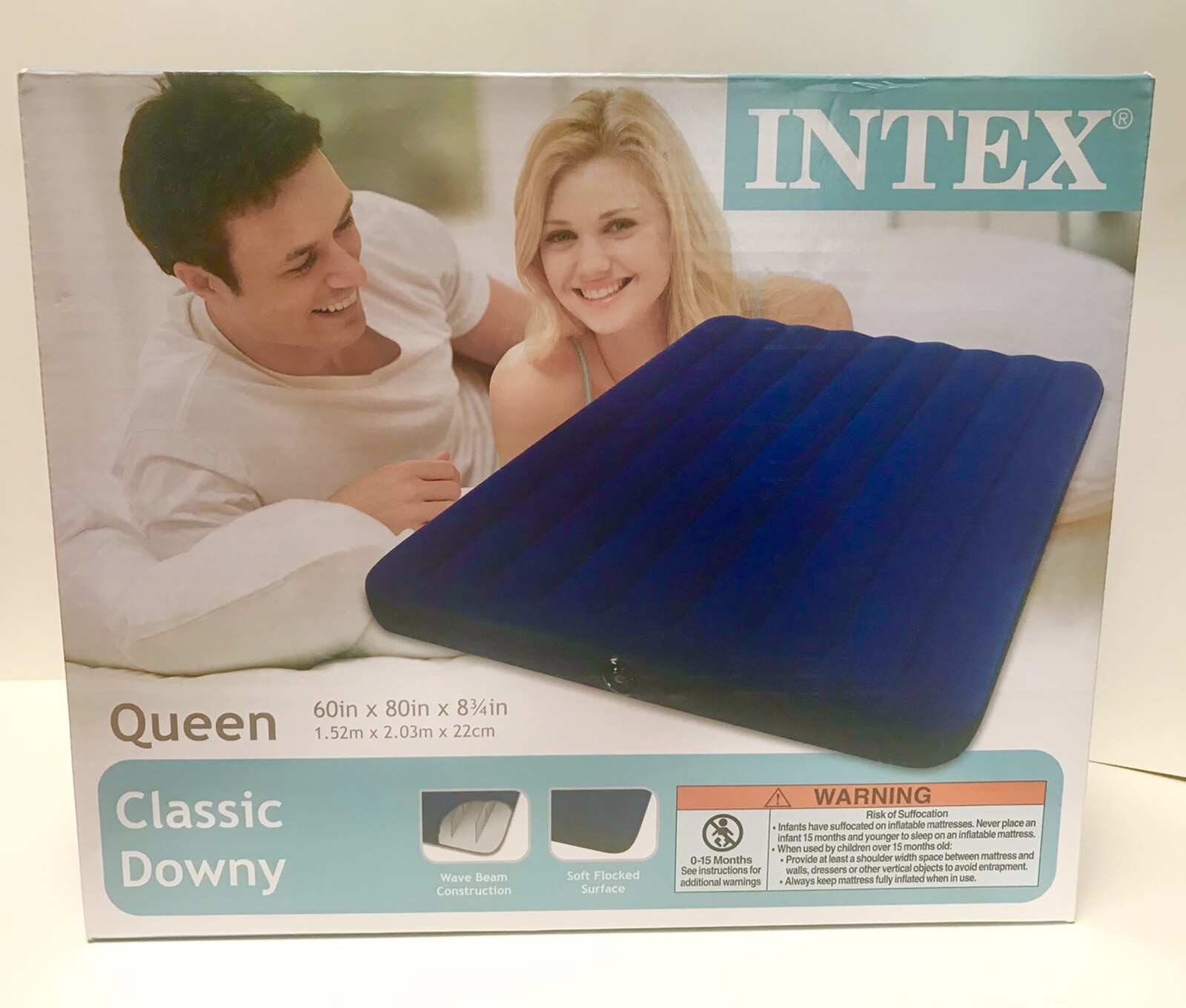 INTEX Inflatable Blow Up Bed Classic Downy Queen Size Outdoor Camping New Boxed