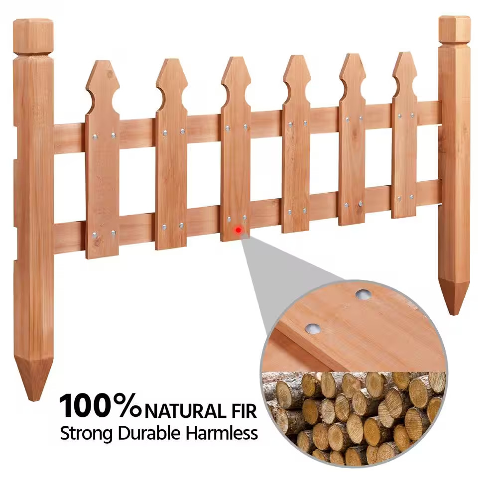 11.5 In. H X 35.5 In. W Rustic Wood Garden Fence Pricket Fencing Border Set of 5