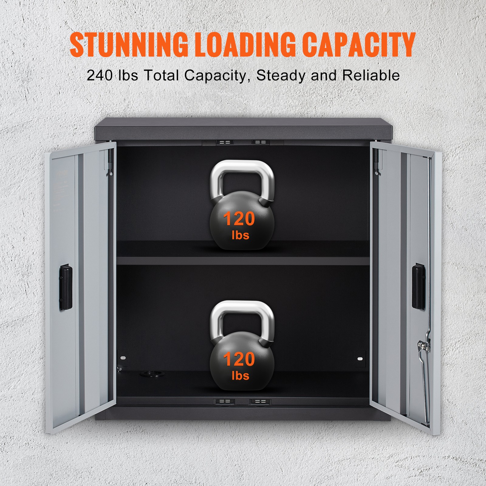VEVOR Foldable Wall Cabinet Garage Cabinet Wall Mounted 26″ Small Cabinet 240LBS