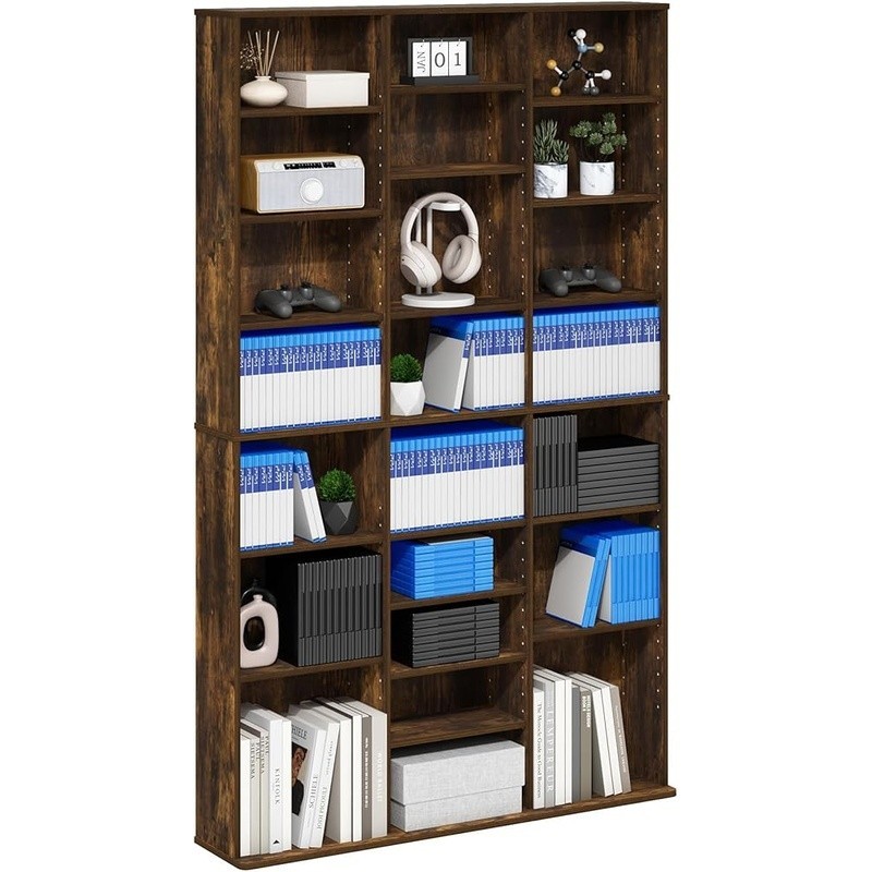 24 Shelf Media Storage DVD Rack Adjustable Organizer DVD CD Blu-ray Games New