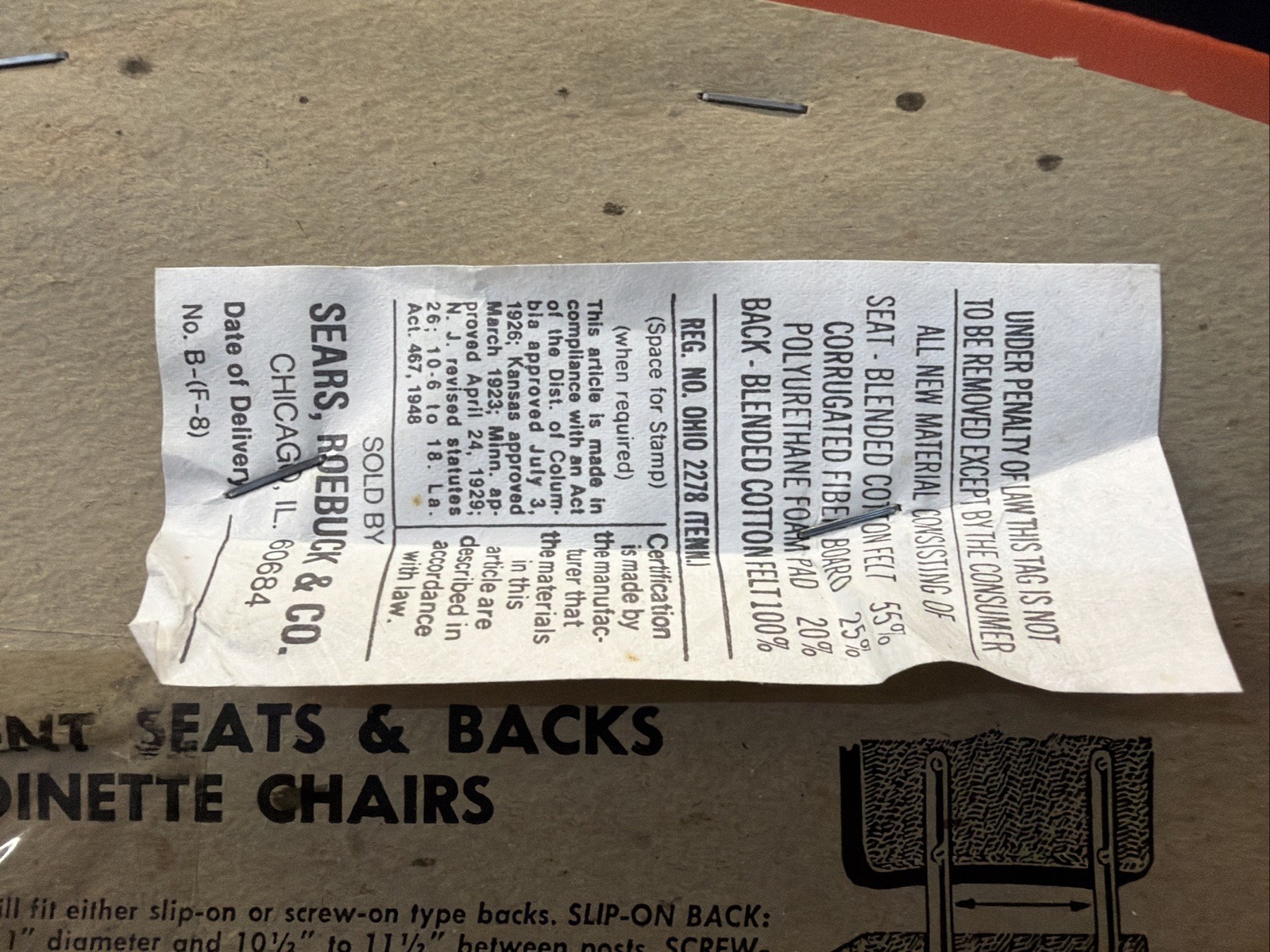 Vintage Dinette Chair Replacement Seat | MCM | Orange | NEW | Sears