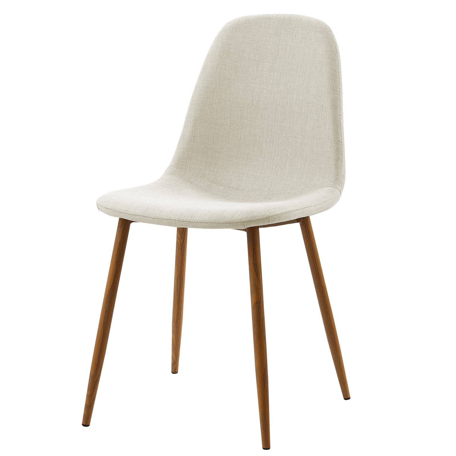 Teamson Home Minimalist Fabric Chair Seating Beige Fabric Wood Grain Legs Set of