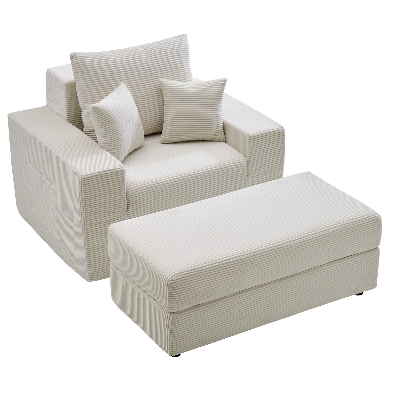 VEVOR Chaise Lounge Chair 44 in Boneless Modular Chaise Lounge Indoor Beige
