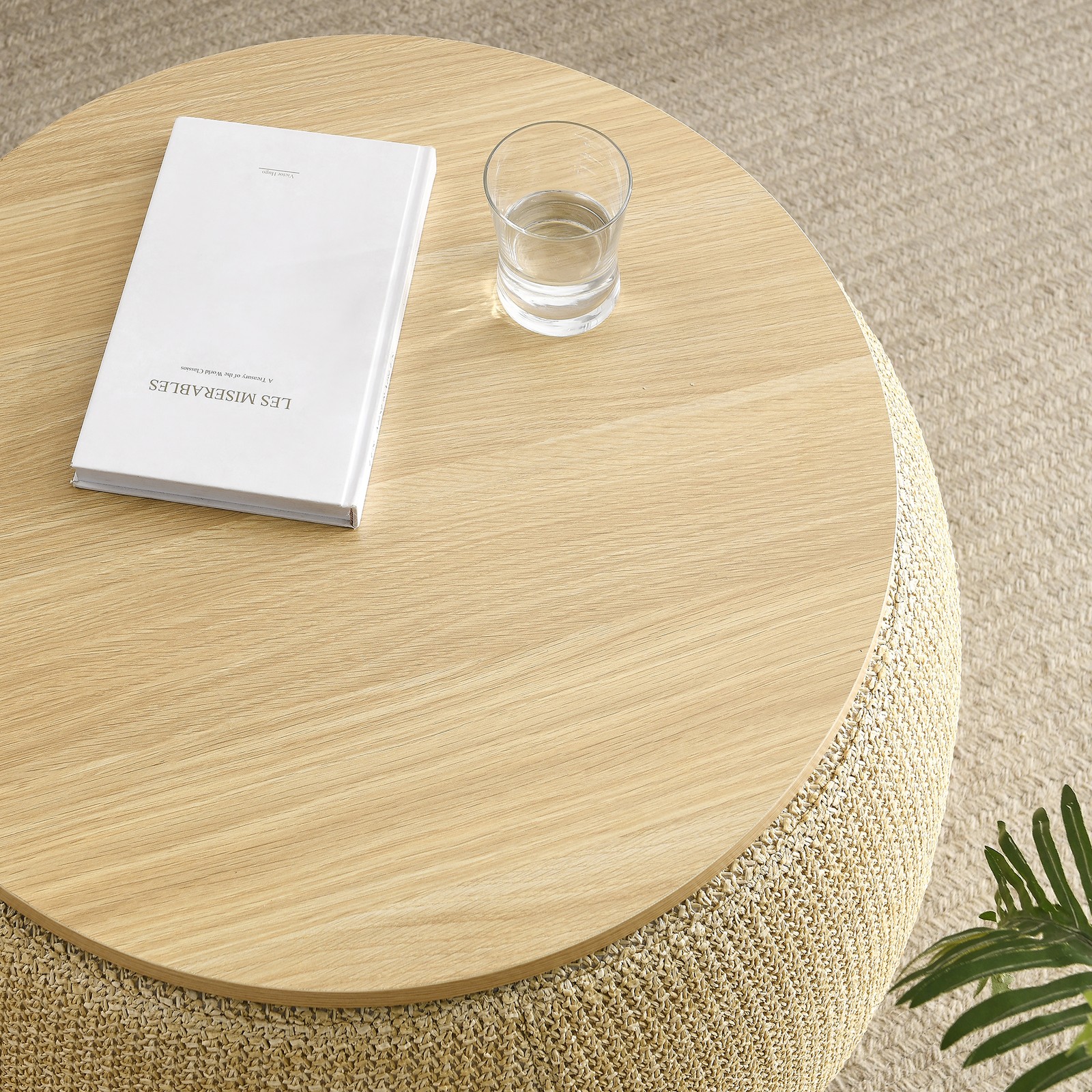 Round Storage Ottoman 2 in 1 Function End table Navy (25.5″x25.5″x14.5″) Fashion