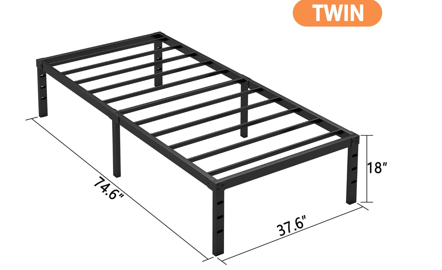 Metal Bed Frame,Twin Size Bed Frame with Storage Space,Heavy Duty Sturdy