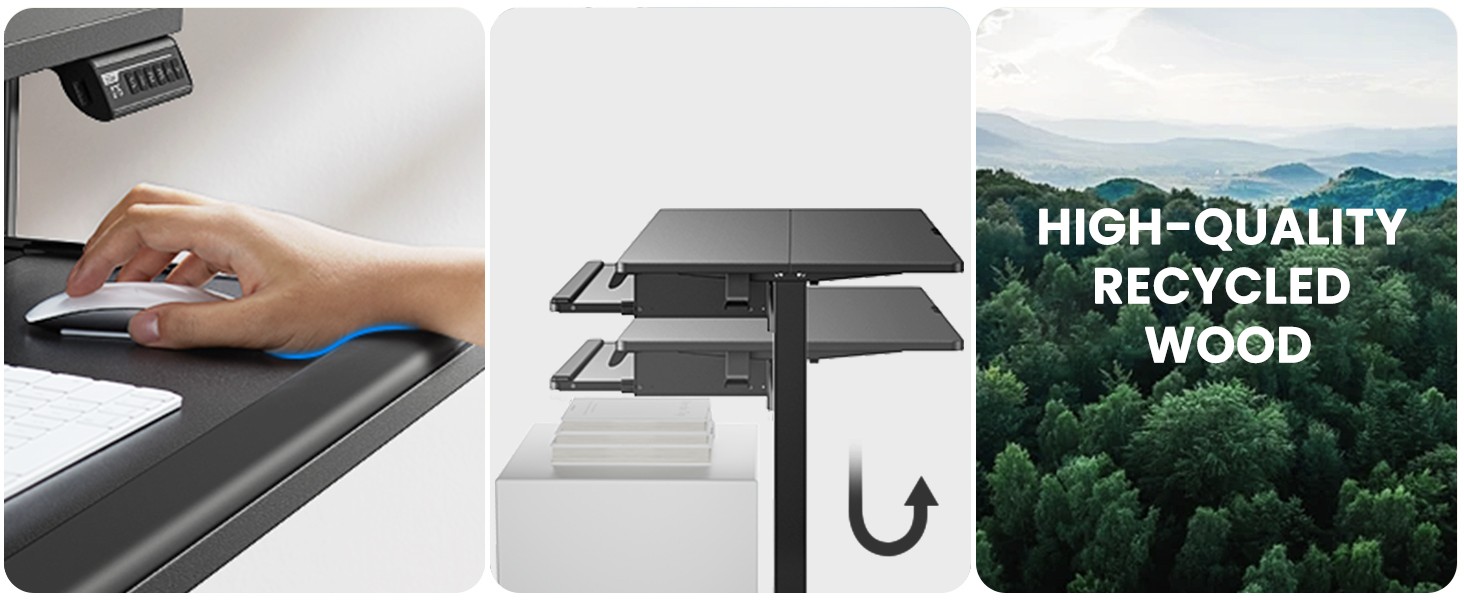 Electric Standing Desk with Keyboard Tray, 55×28 Inches Adjustable Height Sit