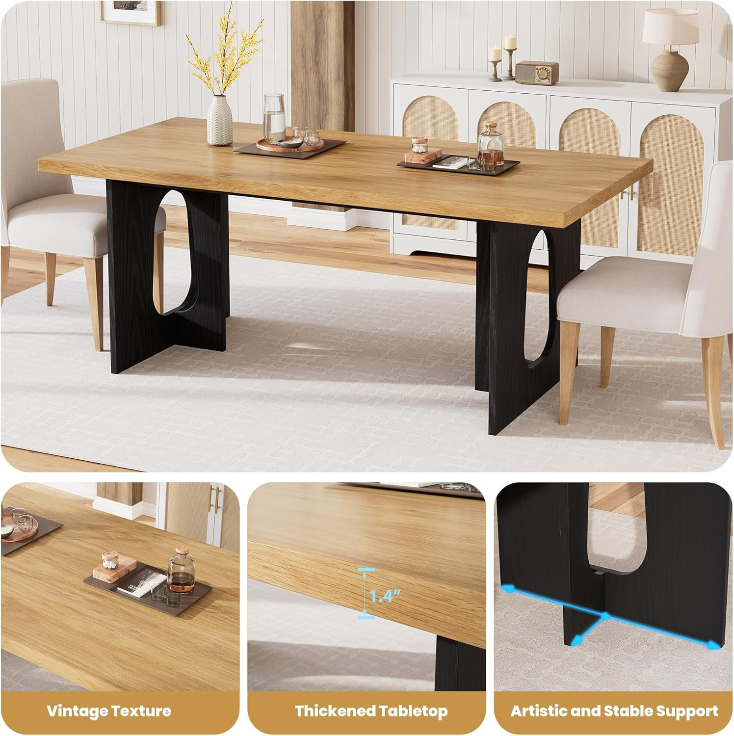 Modern 71″ Dining Table for 6-10 – Sturdy, Stylish Kitchen & Conference Table