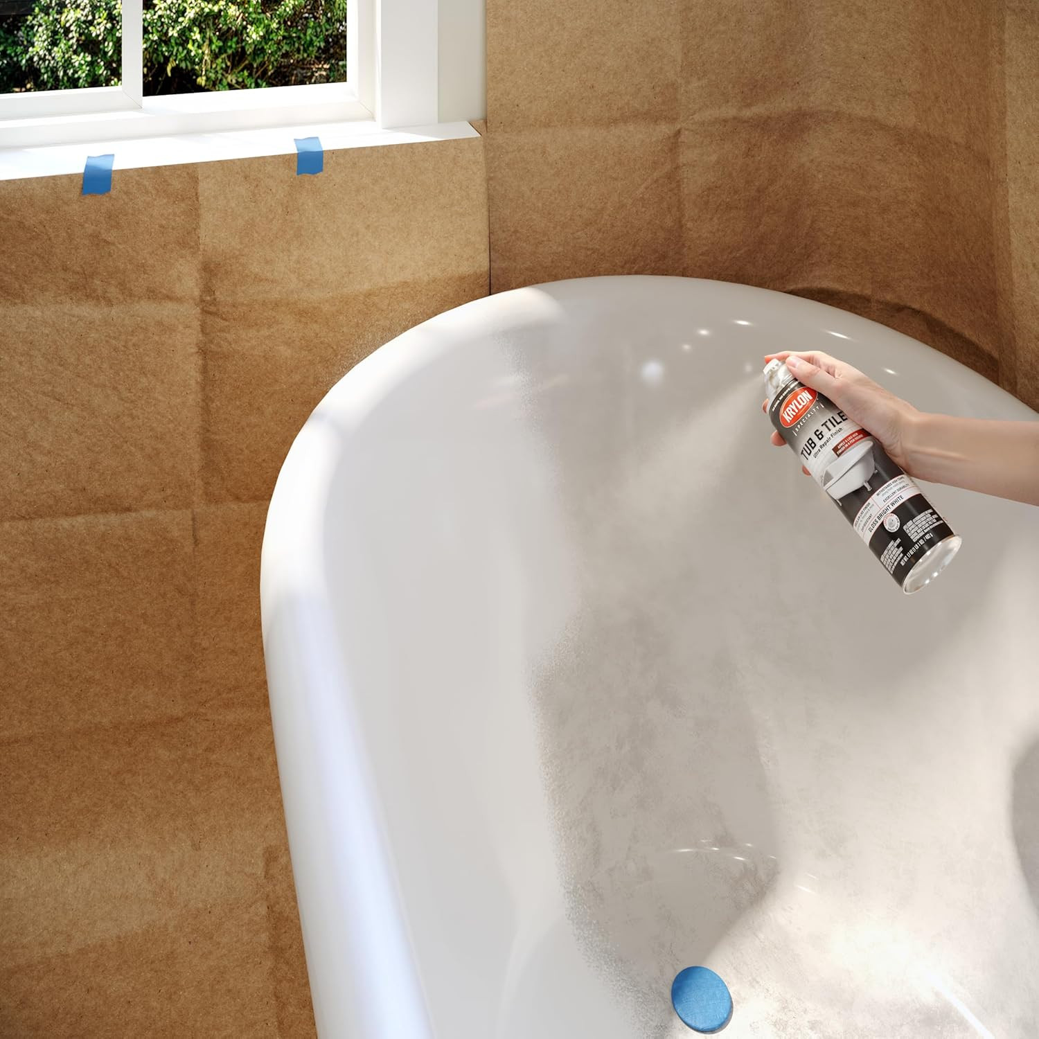 Krylon K04502007 Tub & Tile Ultra Repair Finish Spray Paint, Aerosol, Bright Whi