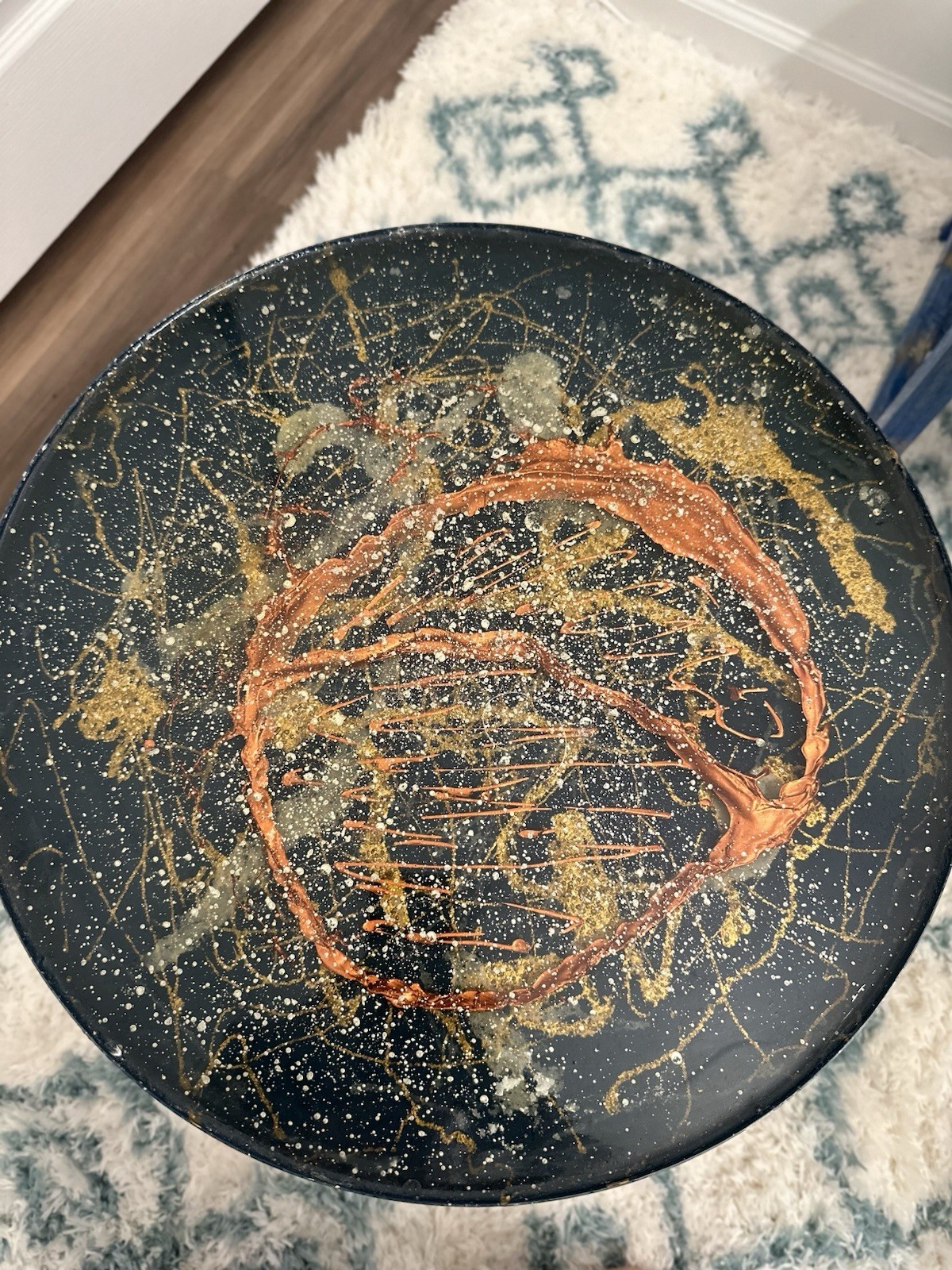 New, one of a kind, Custom made epoxy end/side table