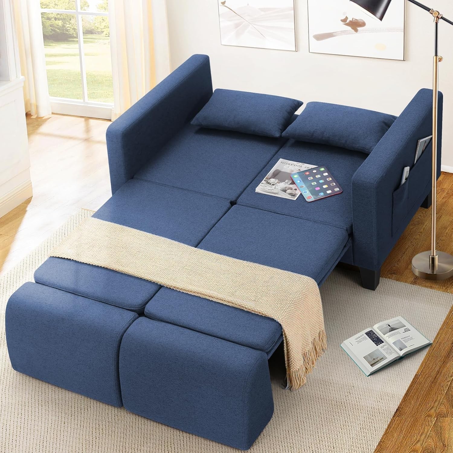 ✅ Comfy Pull Out Couch for Living Room, Bedroom, 2Color Loveseat Sofa Chair Gift