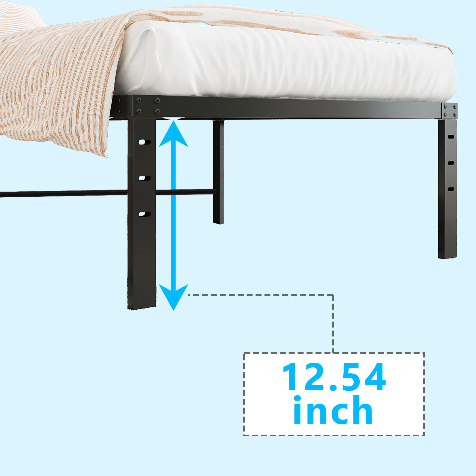 Twin Size Metal Slat Bed Frame Mattress Foundation Heavy Duty Platform Black