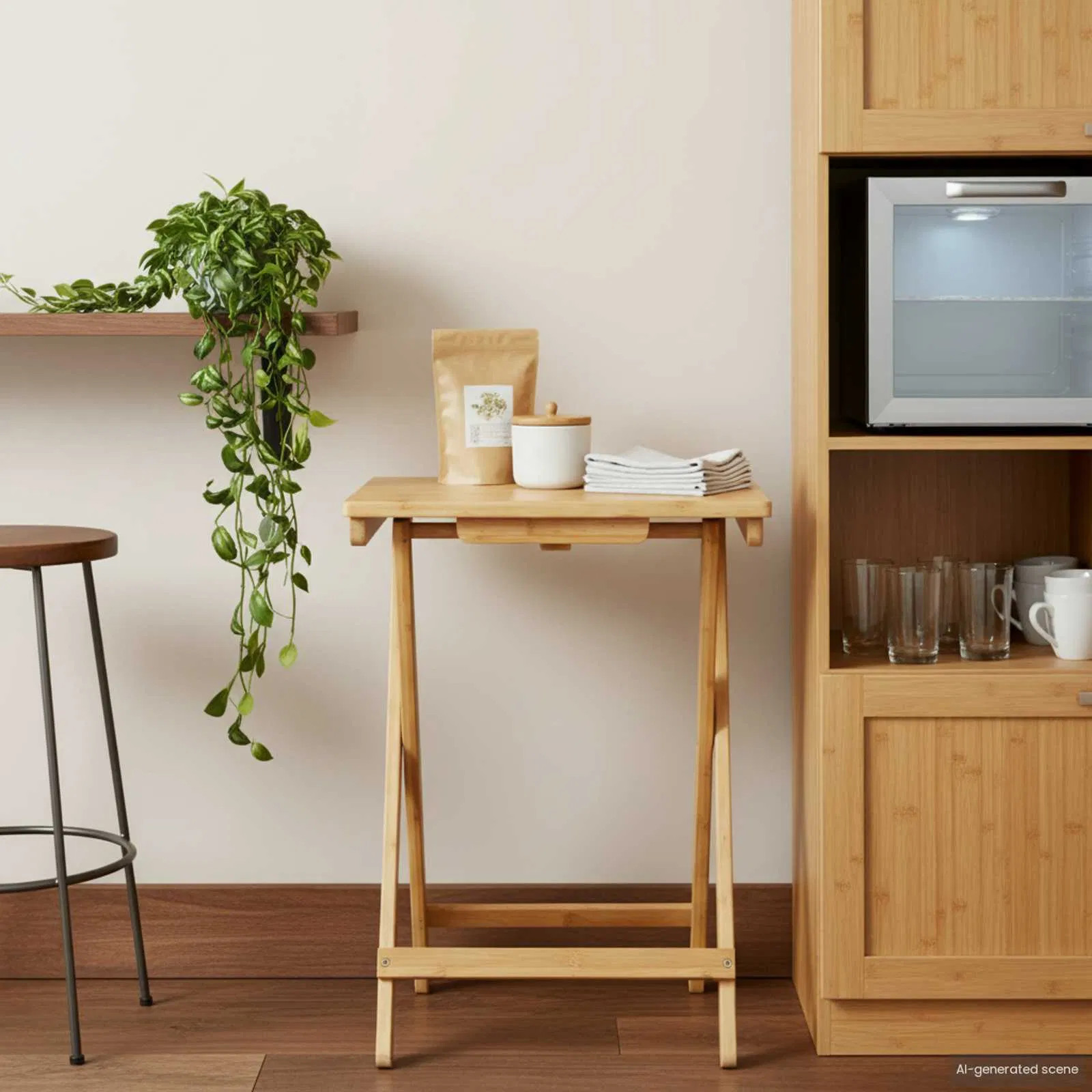 | Kitchen Table | Folding Natural 15.75 x 11.81 x 21.06 in Bamboo
