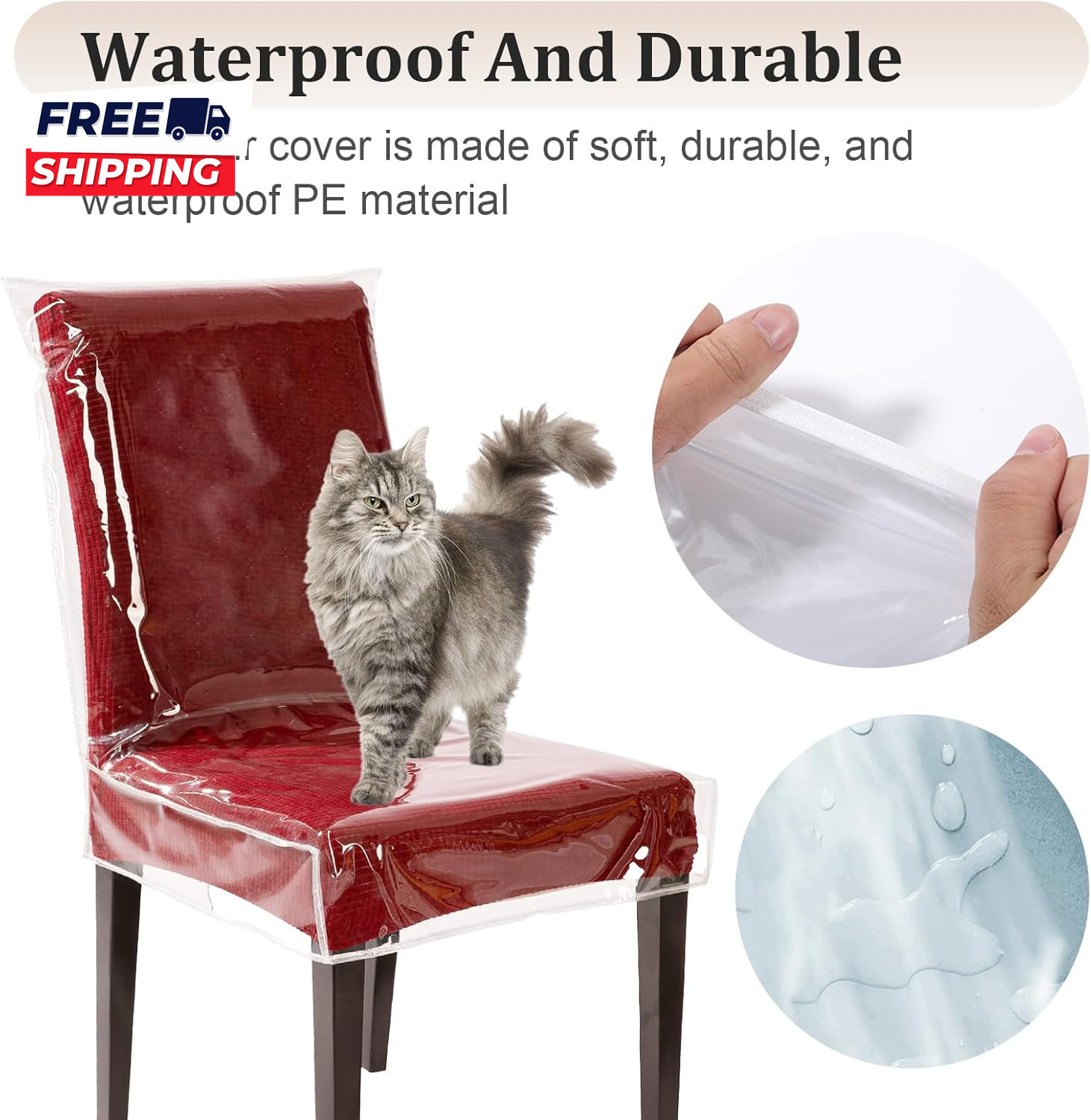 Plastic Chair Covers for Dining Chairs 4 Pack W/21 X D/18 Inch Clear Thick Water