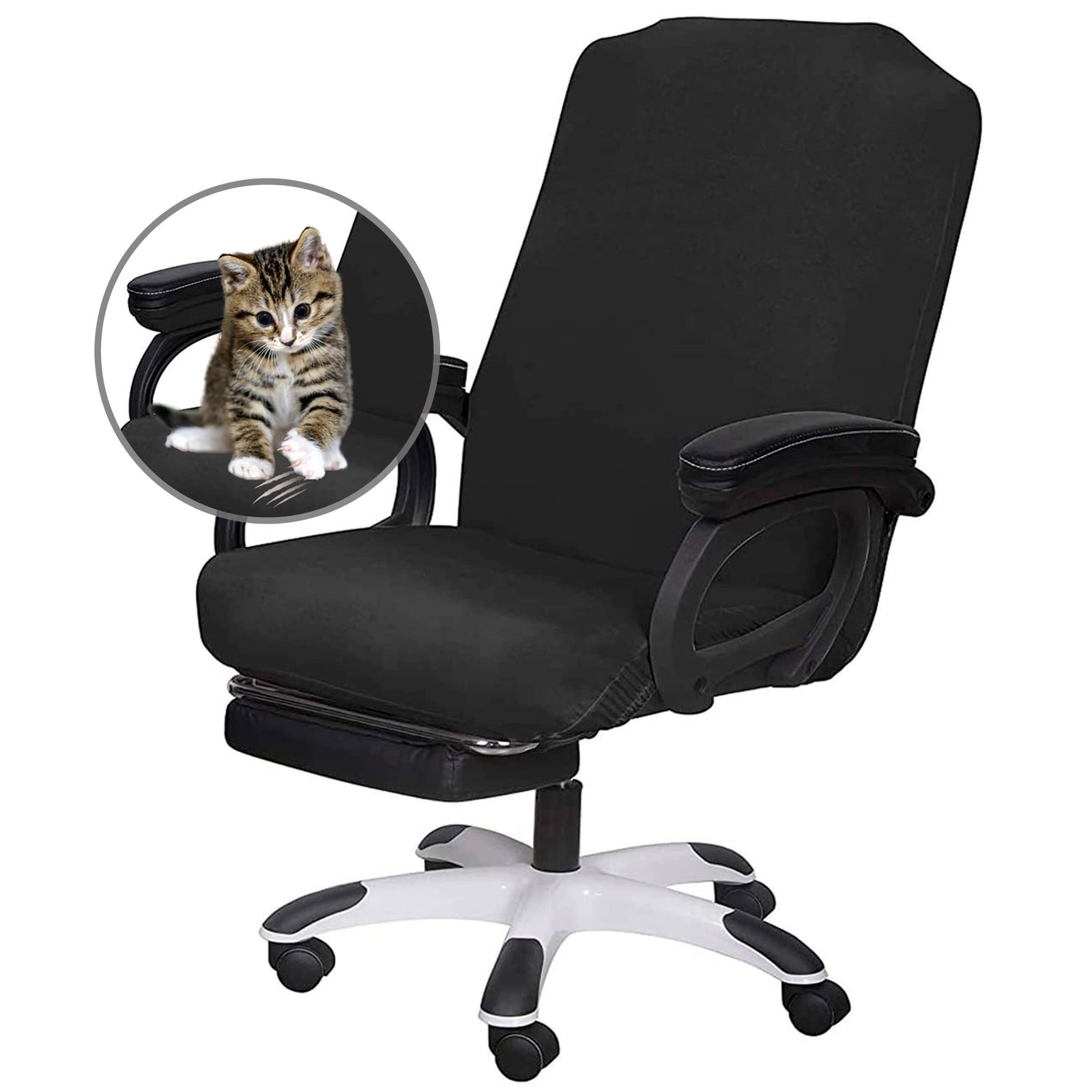 Office Chair Cover Large Black Zipper Washable Elastic Protector For Desk Seats