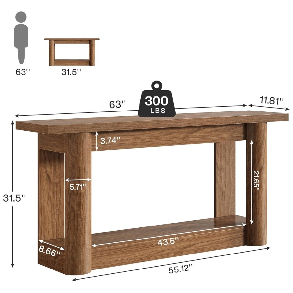 Long Console Table Entry Table with Lower Shelf
