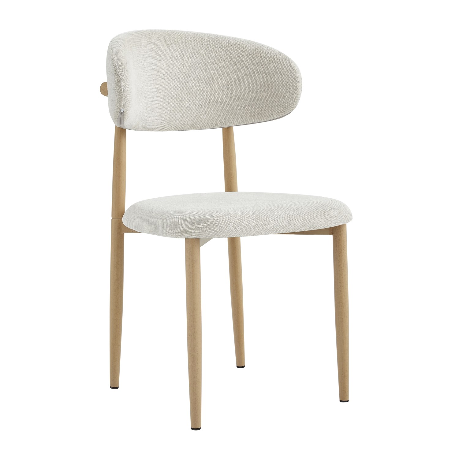 2PC Modern Upholstered Linen Dining Chairs W/Ergonomic Curved Back Kitchen Chair