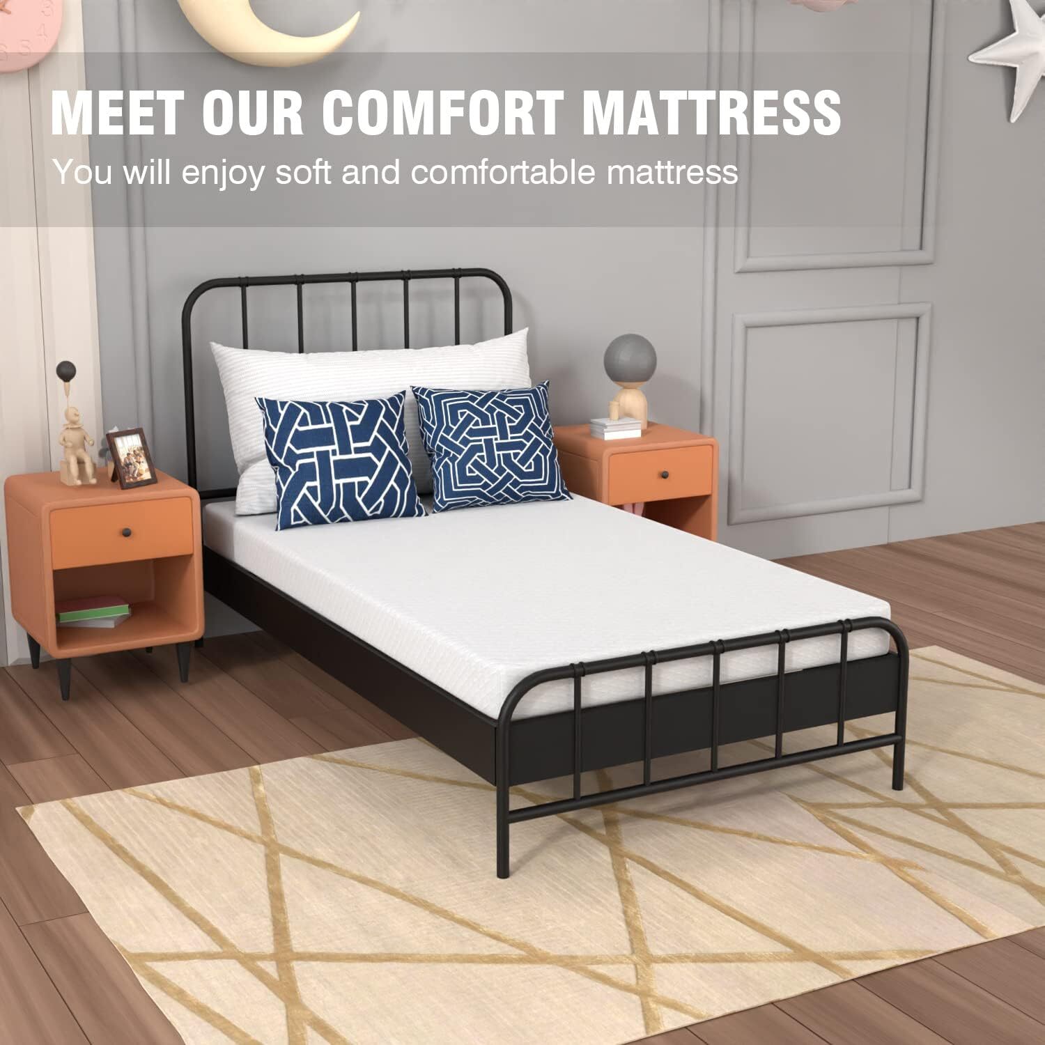 Twin Size 5 Inch Gel Memory Foam Mattress Comfort & Softness Support In A Box