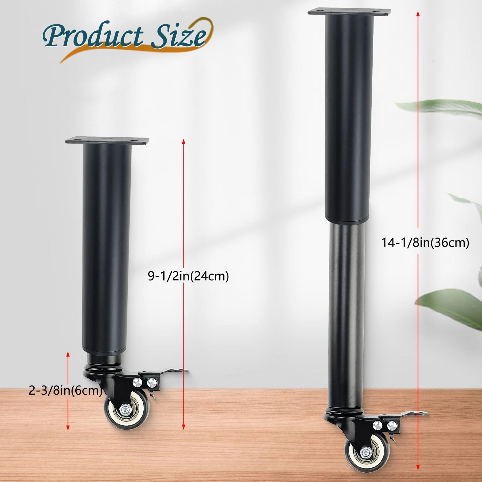 Table Leg Extender with 360° Rotation casters, Adjustable Metal Table Leg Ext…