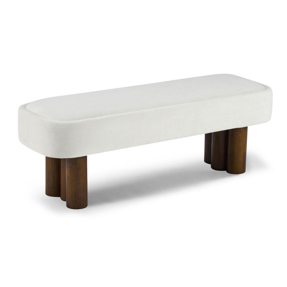 Indoor Khaki Dining Bench with Walnut Color Legs 51.57’L Upholstered Seating