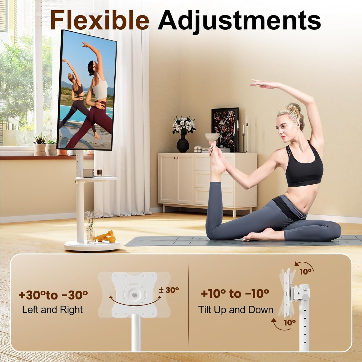 Rolling TV Stand with Wheels for 10-46 Inch Flat Screen Tvs up to 88Lbs, Height