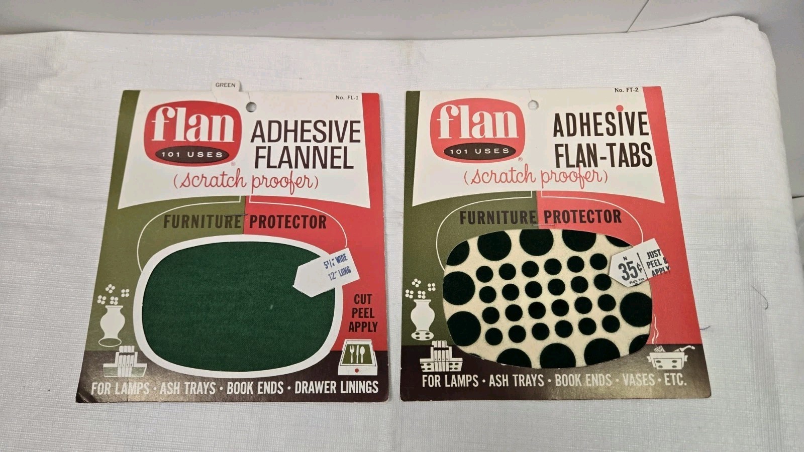 Vintage 1965 Flan Adhesive Tabs & Flannel Scratch Proofer Furniture Protector 2