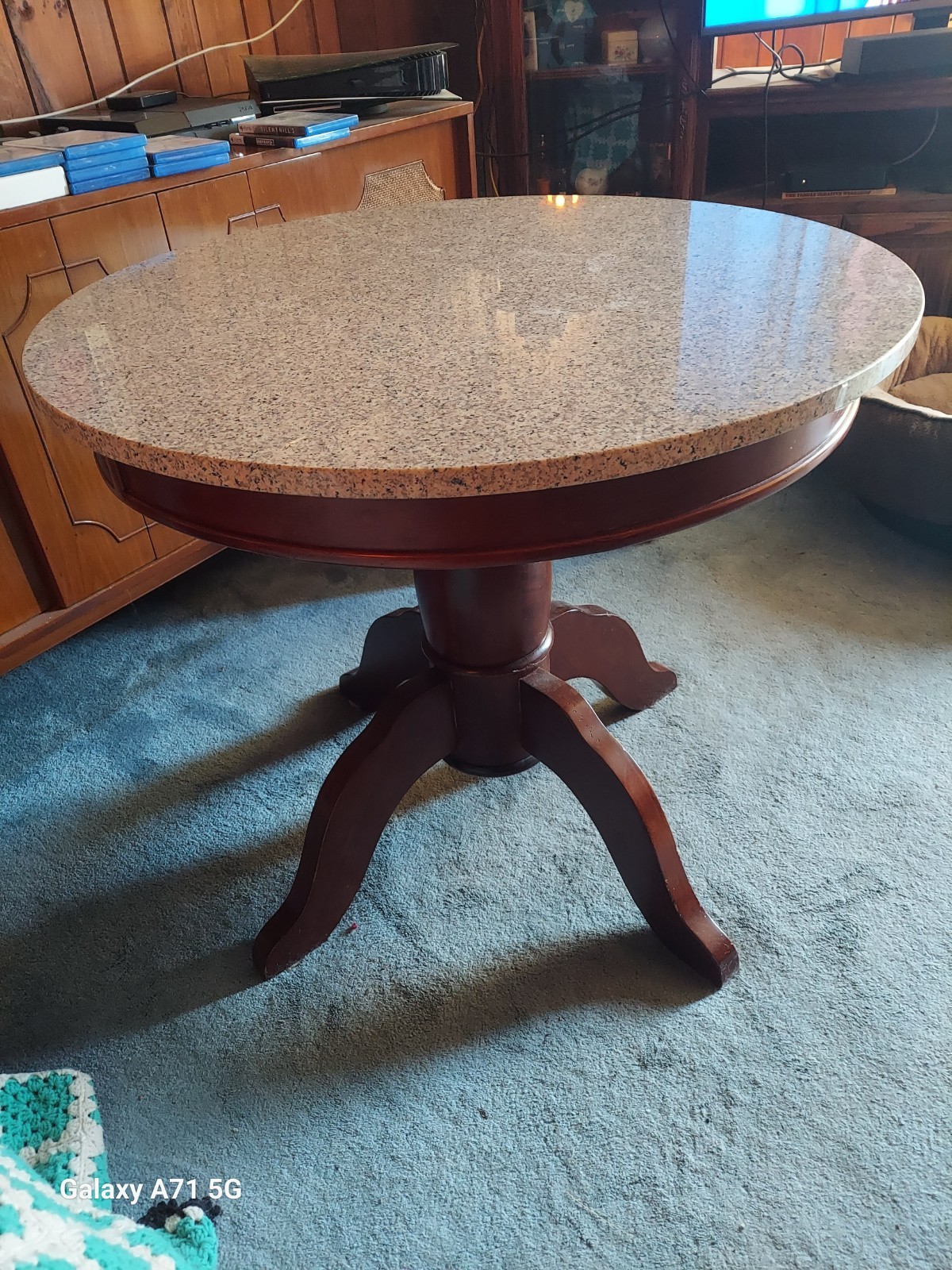 Round Multicolor Marble/Wood Table Good Condition