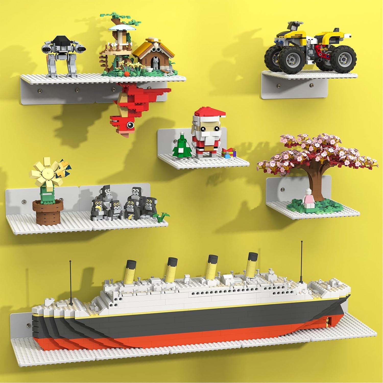 12-Pack Floating Shelves Wall Compatible W/ Lego Building Bricks 5×5.5inch