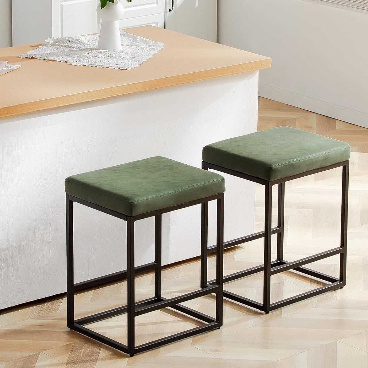 24”/30″ Bar Stool 2sets Backless Counter Height PU Leather Bar Chairs mul-color