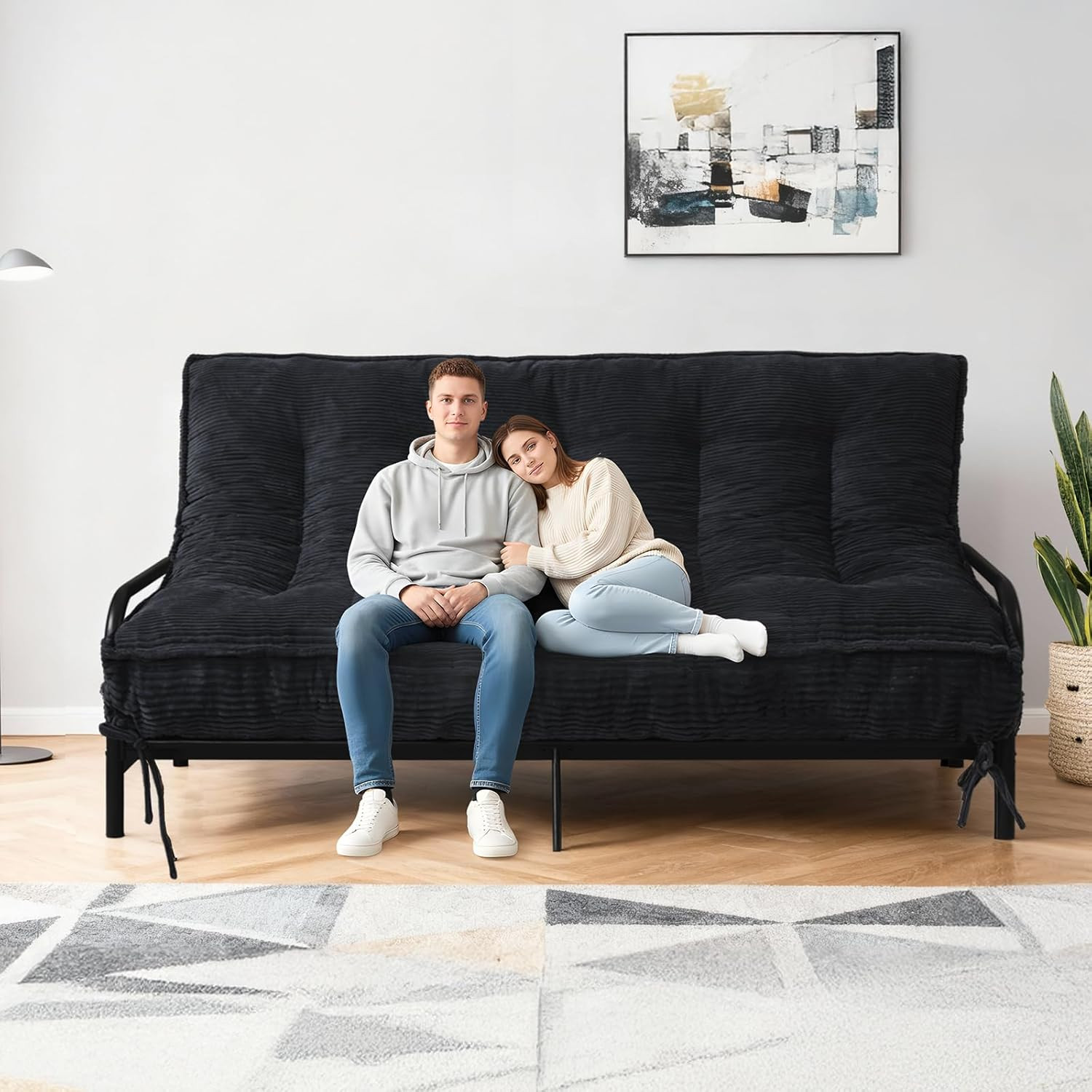 8″ Full Size Corduroy Futon Mattress with Shredded Foam Filling