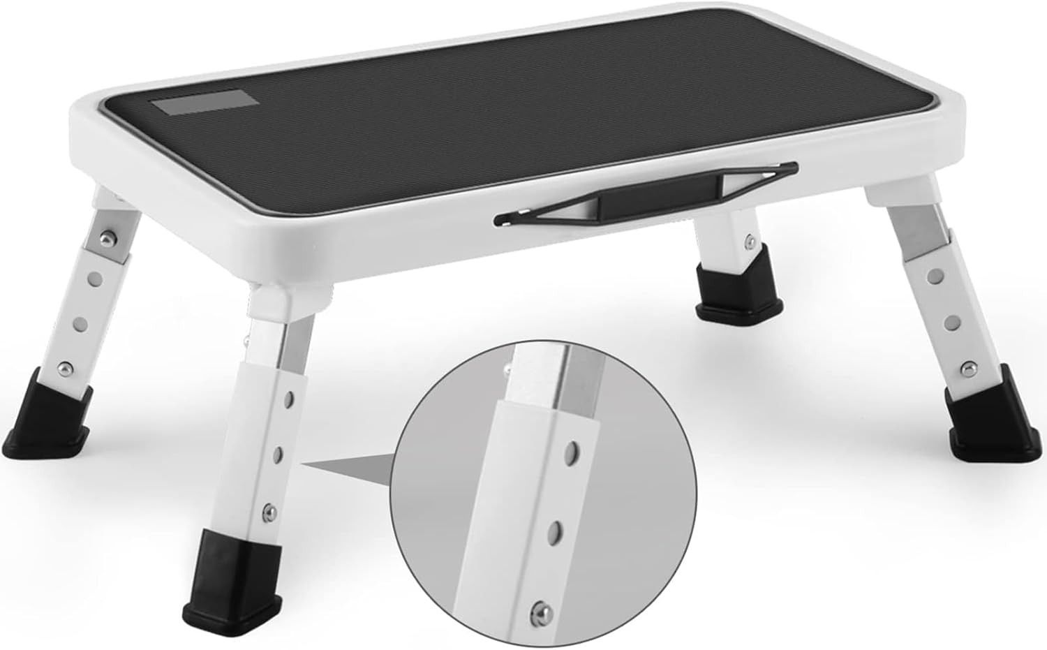 Folding Step Stool Adjustable 1-Step Ladder Non Slip 330lbs Capacity Portable