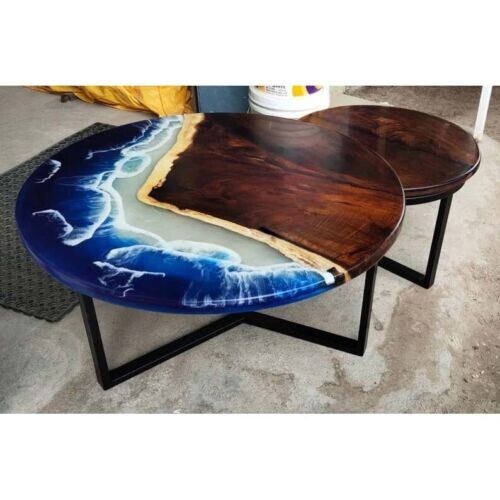 24″ Epoxy Resin River Table Top , Epoxy Coffee Table Top , Home Decor