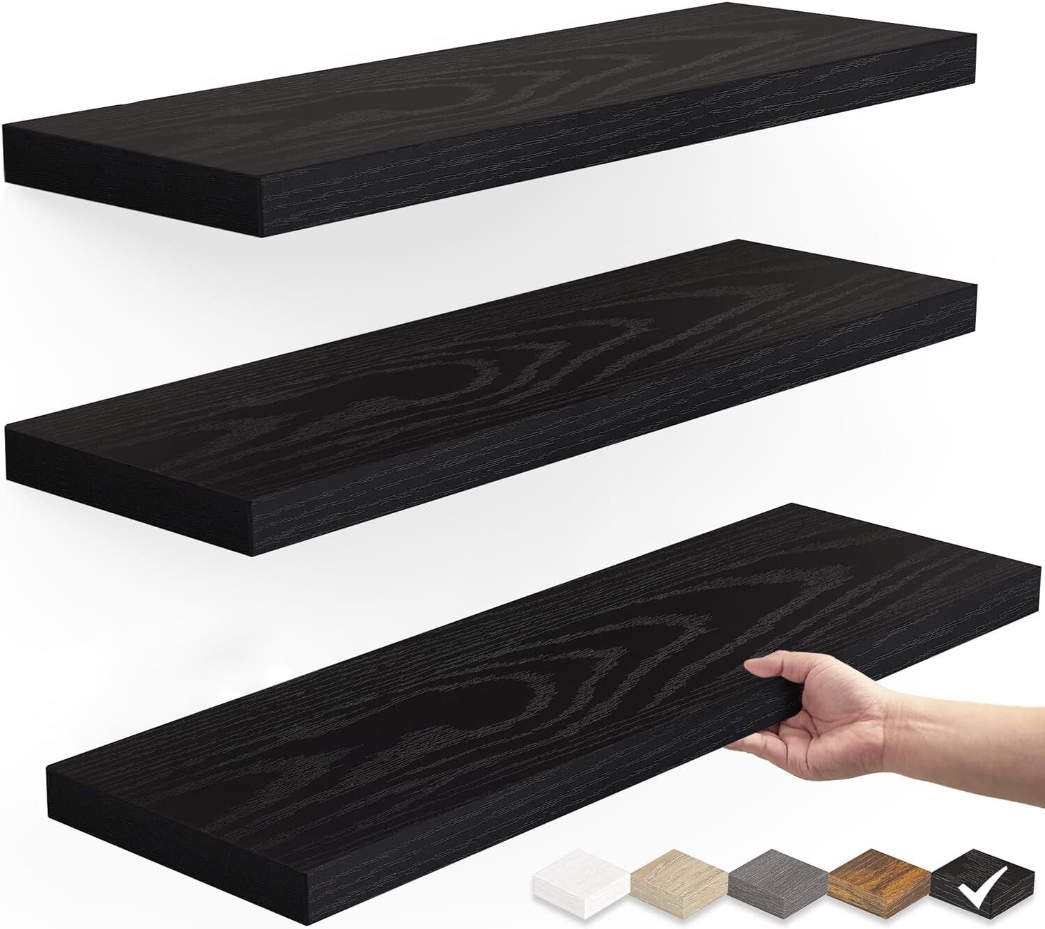 BAYKA Floating Shelves for Wall, Wall Mounted Rustic Wood Shelves for Bathroom,
