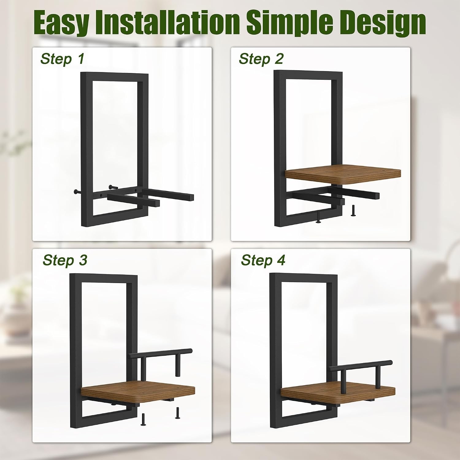 2-Pack Floating Shelves for Indoor Plants, Wall Mounted Storage Shelves for Bedr
