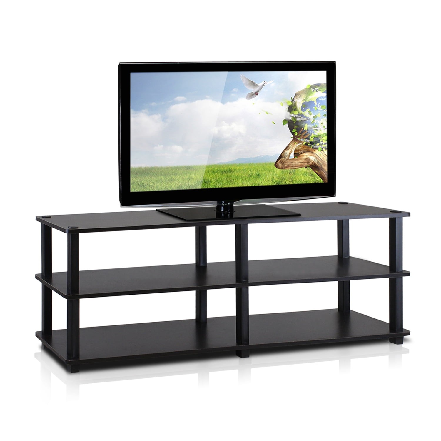 Furinno Turn – S – Tube No Tools 3 – Tier Entertainment TV Stand, Black