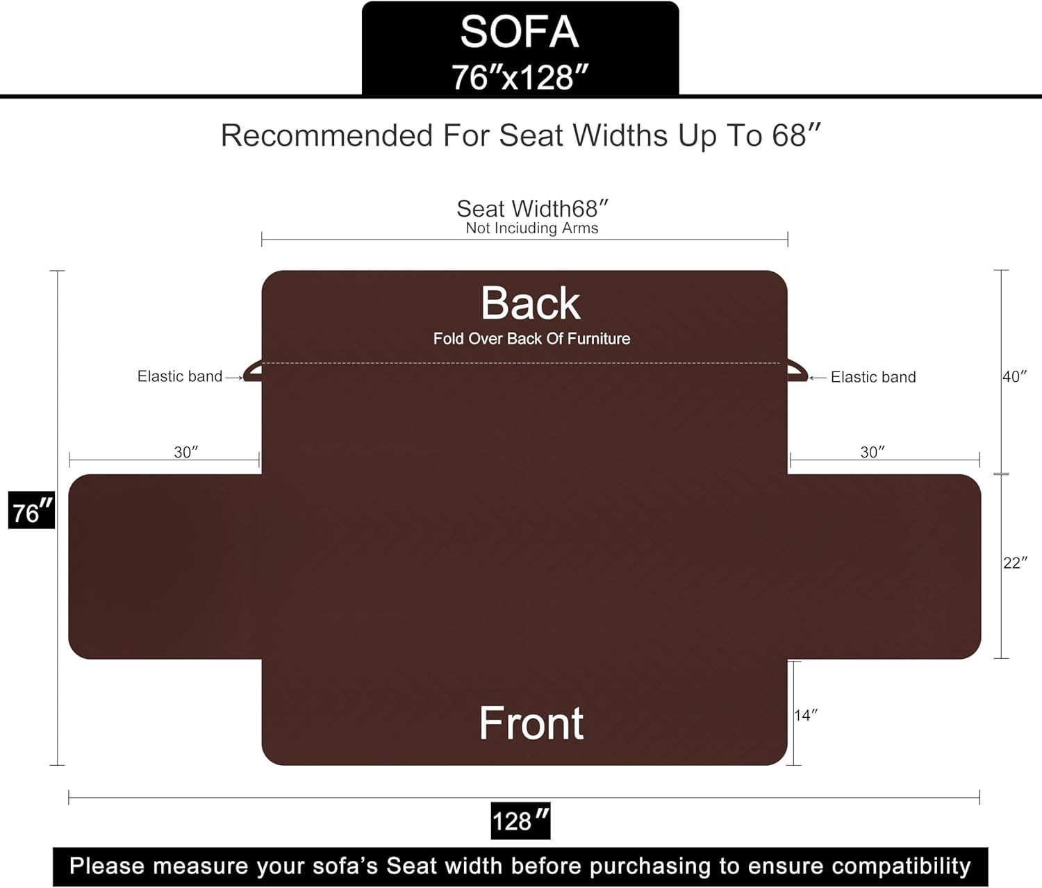 Pet-Friendly Reversible Couch Cover, Stain Resistant, Coffee/Beige for 68″ Sofa