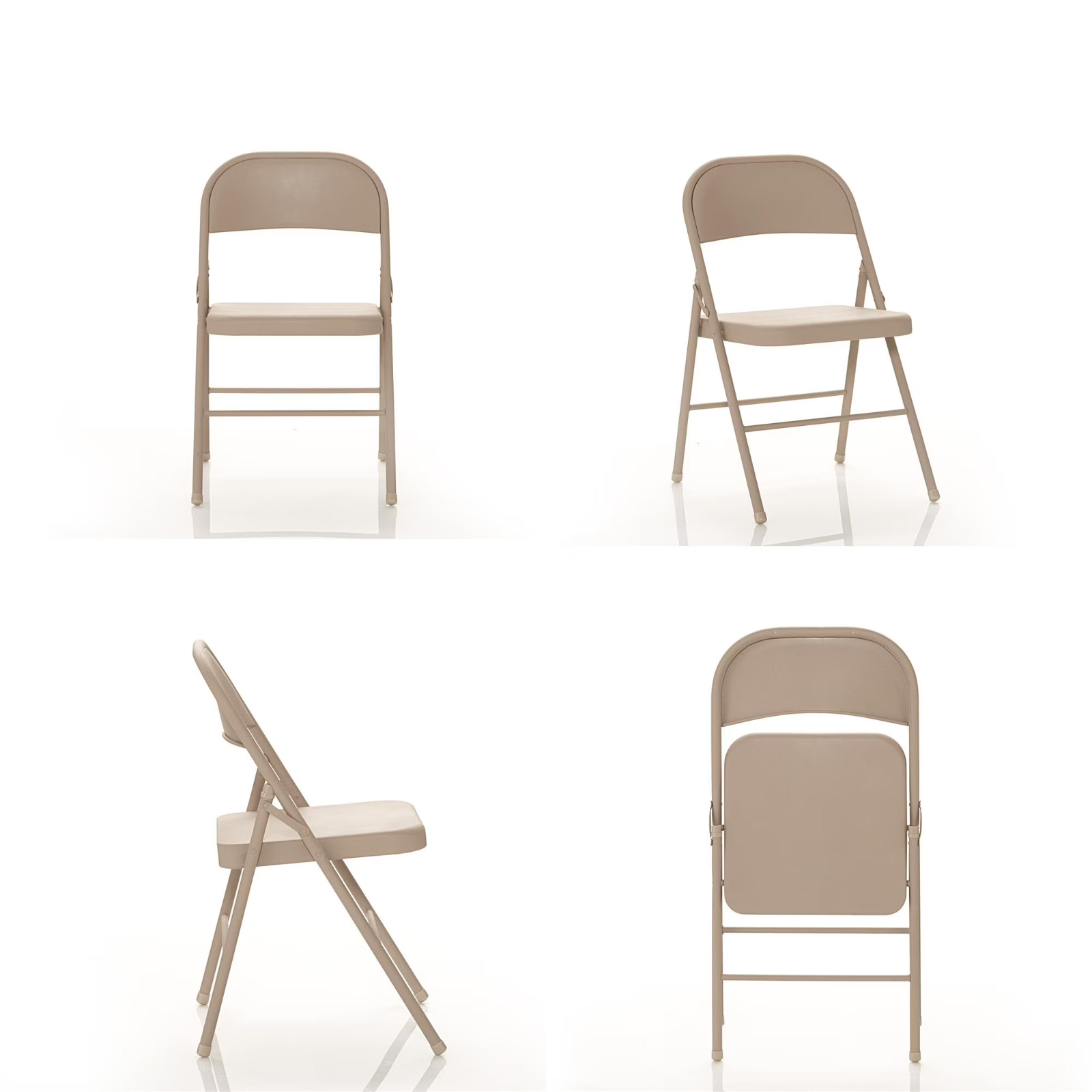 4 Pack Mainstays All-Steel Metal Folding Chair, Beige, Heavy Duty, Portable NEW!